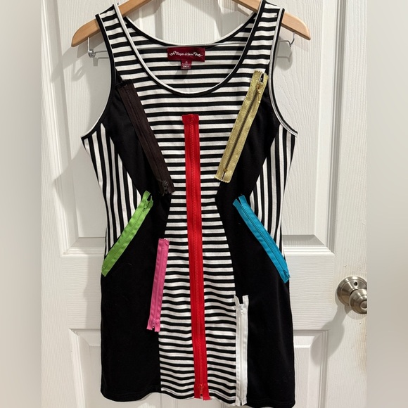 Sugar & Spice Striped Dress with Colorful Zipper Accents XL - Picture 1 of 4